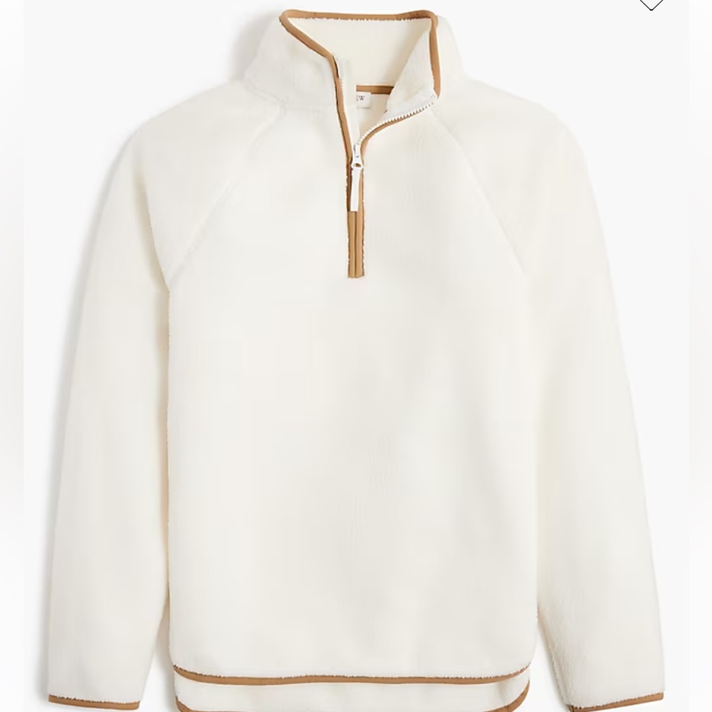 NWT J.CREW Sherpa half-zip tunic pullover Ivory Sz L